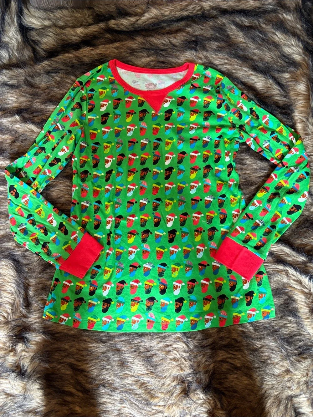 Wondershop Christmas Multi Print Santa PJ Top Women's Size Medium